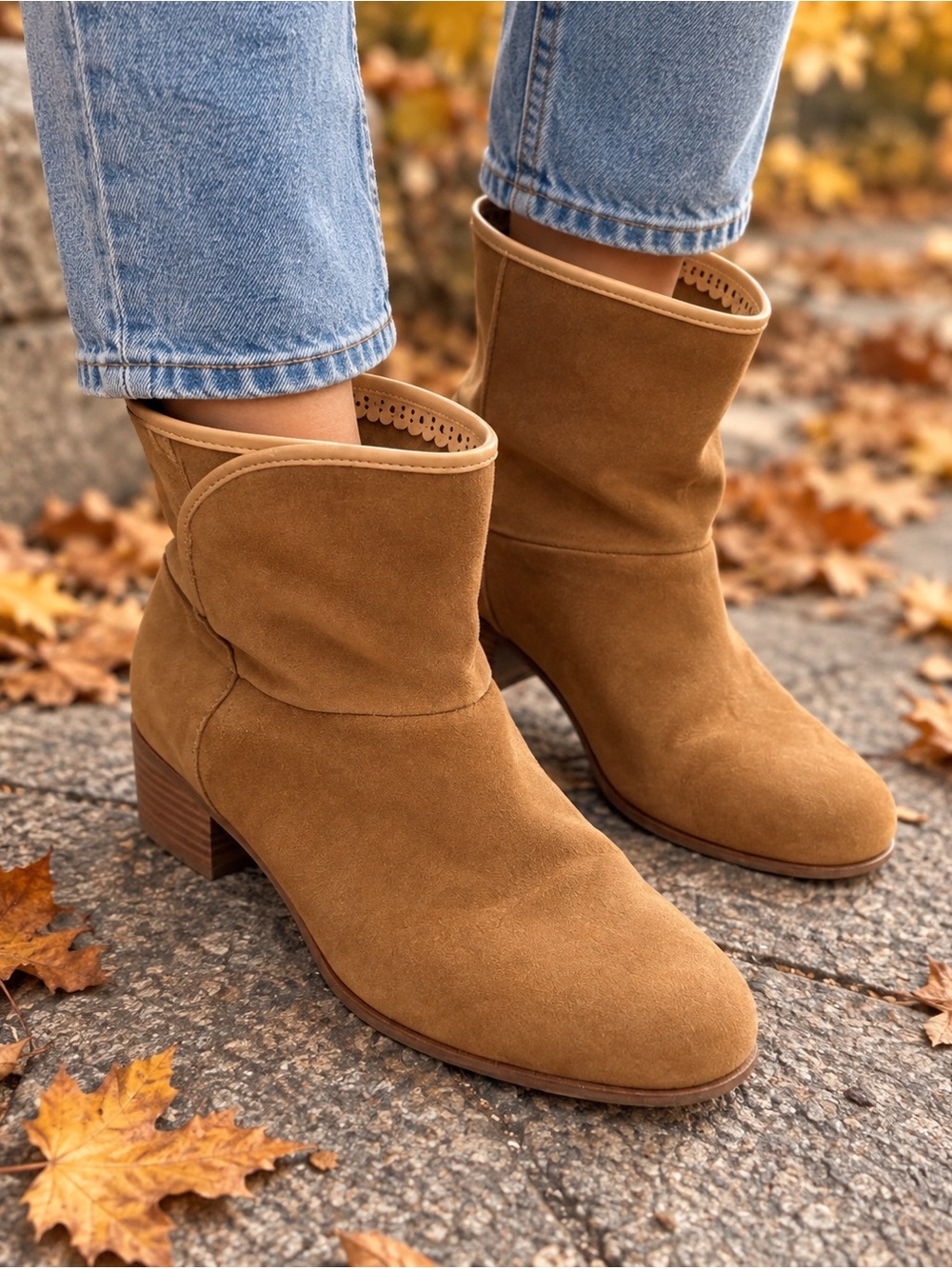 UGG Darling Camel Suede Perforated Ankle Booties 10